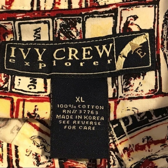 Ivy Crew Explorer Mens Size XL Button Front Shirt Graphic Fish Print 100% Cotton - Picture 8 of 9